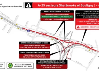 إغلاق أجزاء من الطريق السريع A25 في مونتريال حتى نهاية عام 2022