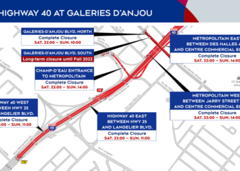 حالات ازدحام بالقرب من تقاطعات Anjou و Turcot و Saint-Pierre خلال عطلة نهاية الأسبوع