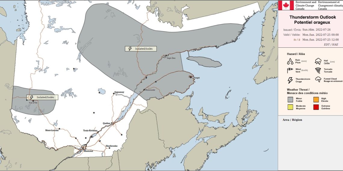 توقعات باستمرار موجة الحر والعواصف الرعدية الشديدة في مونتريال حتى صباح اليوم