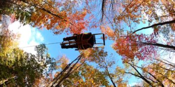 يمكنك الآن ركوب الدرّاجة بين قمم أشجار الخريف على أكبر دراجة معلّقة بالعالم بالقرب من مونتريال