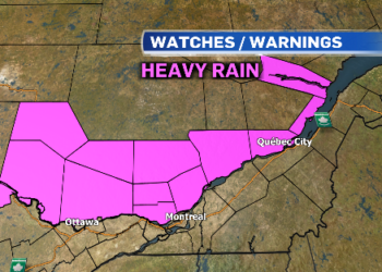 أمطار غزيرة ورياح عاصفة في طريقها إلى جنوب غرب كيبيك
