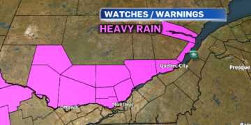 أمطار غزيرة ورياح عاصفة في طريقها إلى جنوب غرب كيبيك