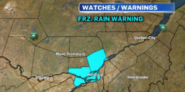 أمطار مُتجمّدة في مونتريال في توقعات طقس الجمعة