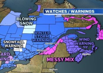 تحذير : عاصفة كبيرة من الثلوج والأمطار المتجمّدة تتحرك باتجاه كيبيك ليلة الخميس