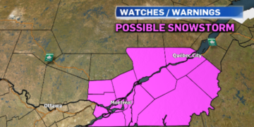 كيبيك تشهد أول عاصفة شتوية كبيرة وثلوج تصل إلى 30 سم
