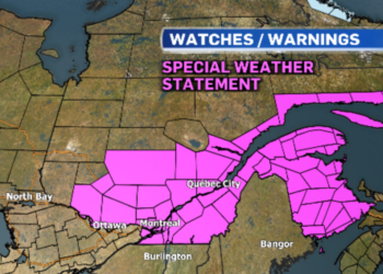 أمطار وثلوج غزيرة في توقعات الطقس لهذا الأسبوع في مونتريال