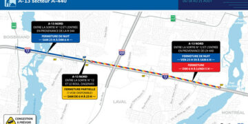 إغلاق الطريق السريع 13 المتجه من لافال خلال عطلة نهاية الأسبوع