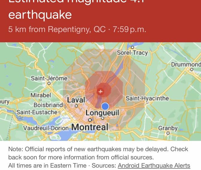 هزة أرضية خفيفة تضرب منطقة مونتريال
